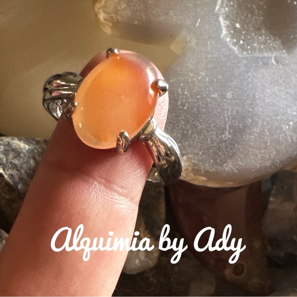 Silver and red crazy lace agate gem ring - Picture 2 of 3